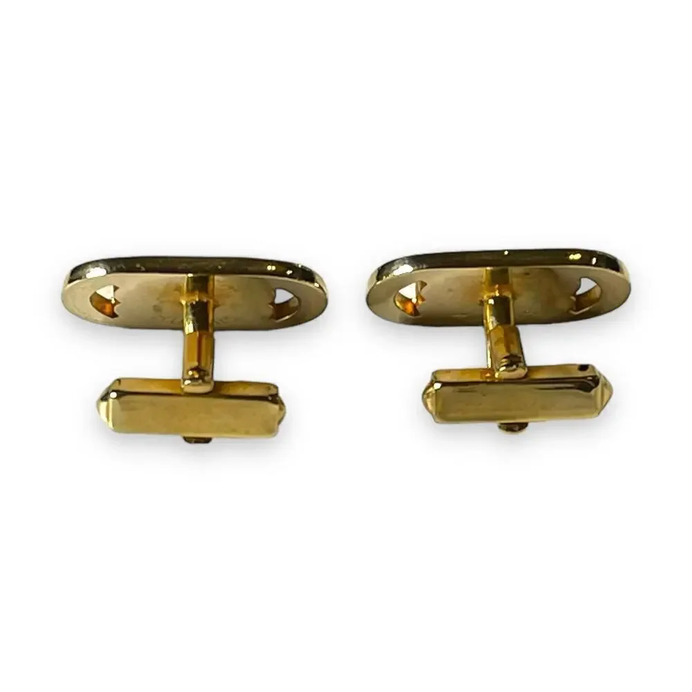 Vintage Swank Cufflinks Mens Gold Tone Art Deco MCM Signed